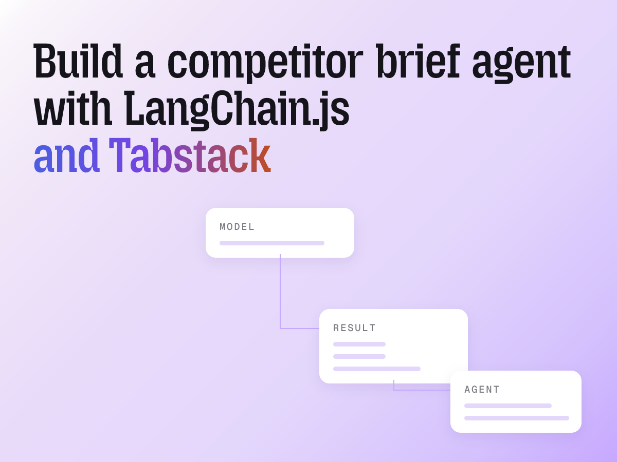 A step by step TypeScript tutorial: install @tabstack/langchain, call tools directly, then assemble an agent that reads a competitor's pages and produces a structured brief.