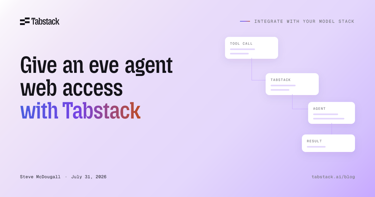 A step by step tutorial: install @tabstack/eve, add one-line tool files, and give your agent schema-enforced extraction, research, and browser automation.