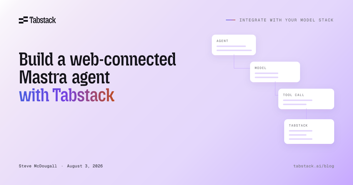 A step by step tutorial: install @tabstack/mastra, spread the tools into an Agent, and give it schema-enforced extraction, research, and browser automation.